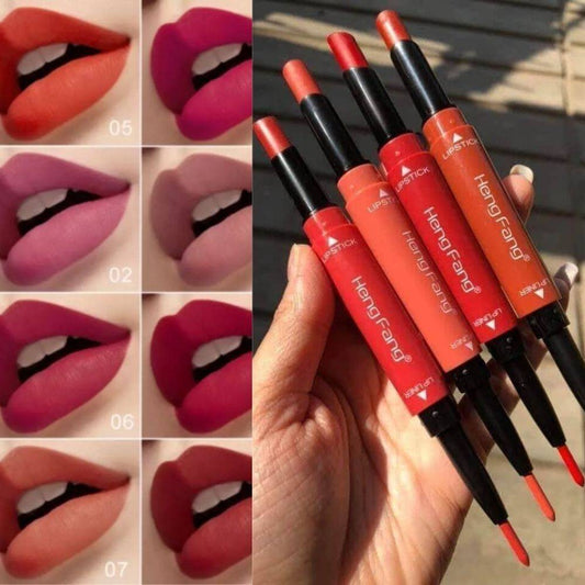 Pack Of 8 2-In-1 Matte Lipstick And Lip Liner Set, Waterproof Long Lasting Makeup Lipliner Pen Set for Women